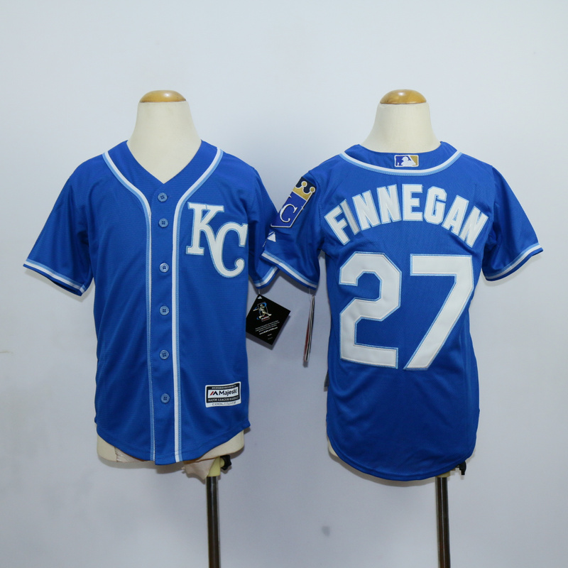 Youth Kansas City Royals #27 Finnegan Blue MLB Jerseys->youth mlb jersey->Youth Jersey